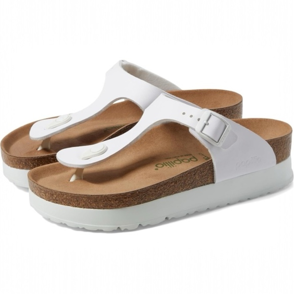 NWT Birkenstock Papillio by Birkenstock Gizeh White Platform Sandal - Vegan 6.5
